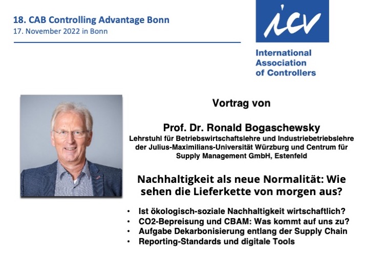 In wenigen Tagen startet die CAB Controlling Advantage Bonn mit Prof. Dr. Ronald Bogaschewsky