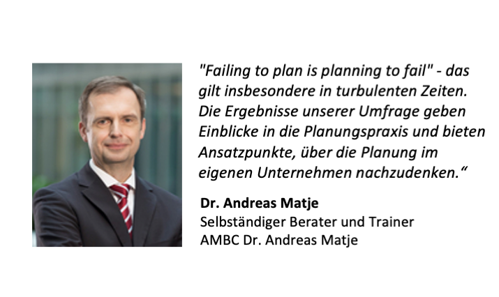 47. Congress der Controller: Erhebung zur Planungspraxis von Dr. Andreas Matje 47th Congress of Controllers: survey on planning practice by Dr. Andreas Matje