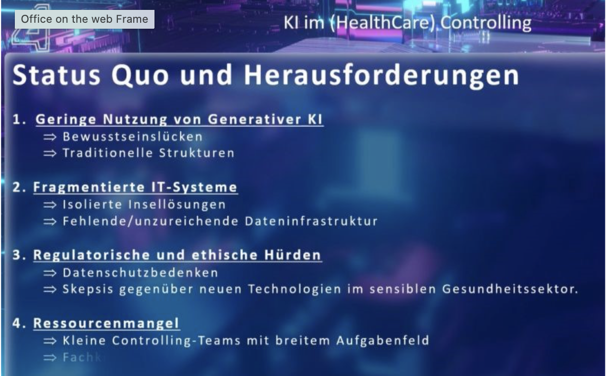 Generative KI im Healthcare Controlling: Einblicke aus dem ICV-Arbeitskreis Gesundheitswesen Schweiz Generative AI in health care controlling: Insights from the ICV Work Group Health Care Switzerland